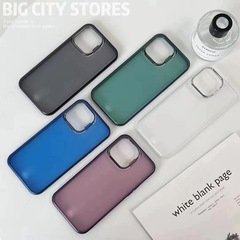 隱形鏡頭支架殼適用iPhone15手機殼蘋果14promax磨砂12透明13pro