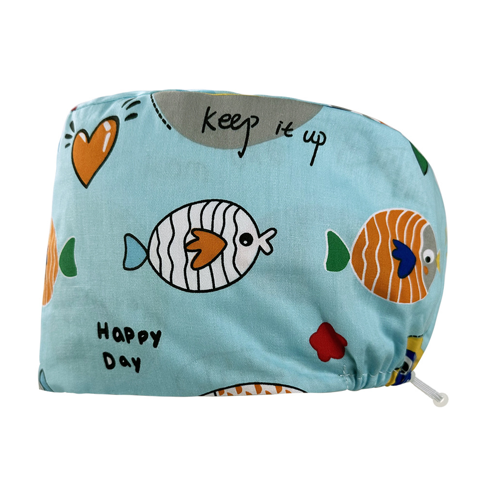 Algodón puro impreso casquillo de la enfermera tapa médica hogar tapa de la cocina aceite de catering a prueba de humo anti-pelo sombrero de trabajo de la enfermera