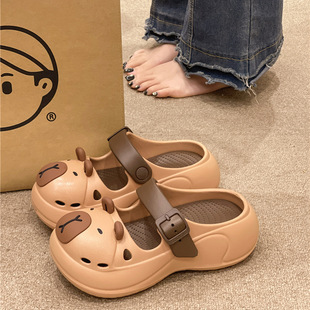 Women's Summer Cave Shoes Cappibala Slip-on Anti-slip Outer Wear Thick-soled Heightened Beach Baotou Sandals