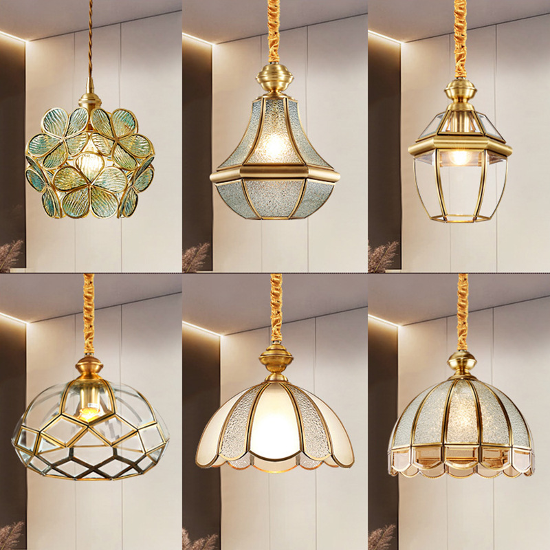 American-style all-copper dining hall lamp chandelier bar table lamp simple retro porch corridor sun room balcony lamp special W303