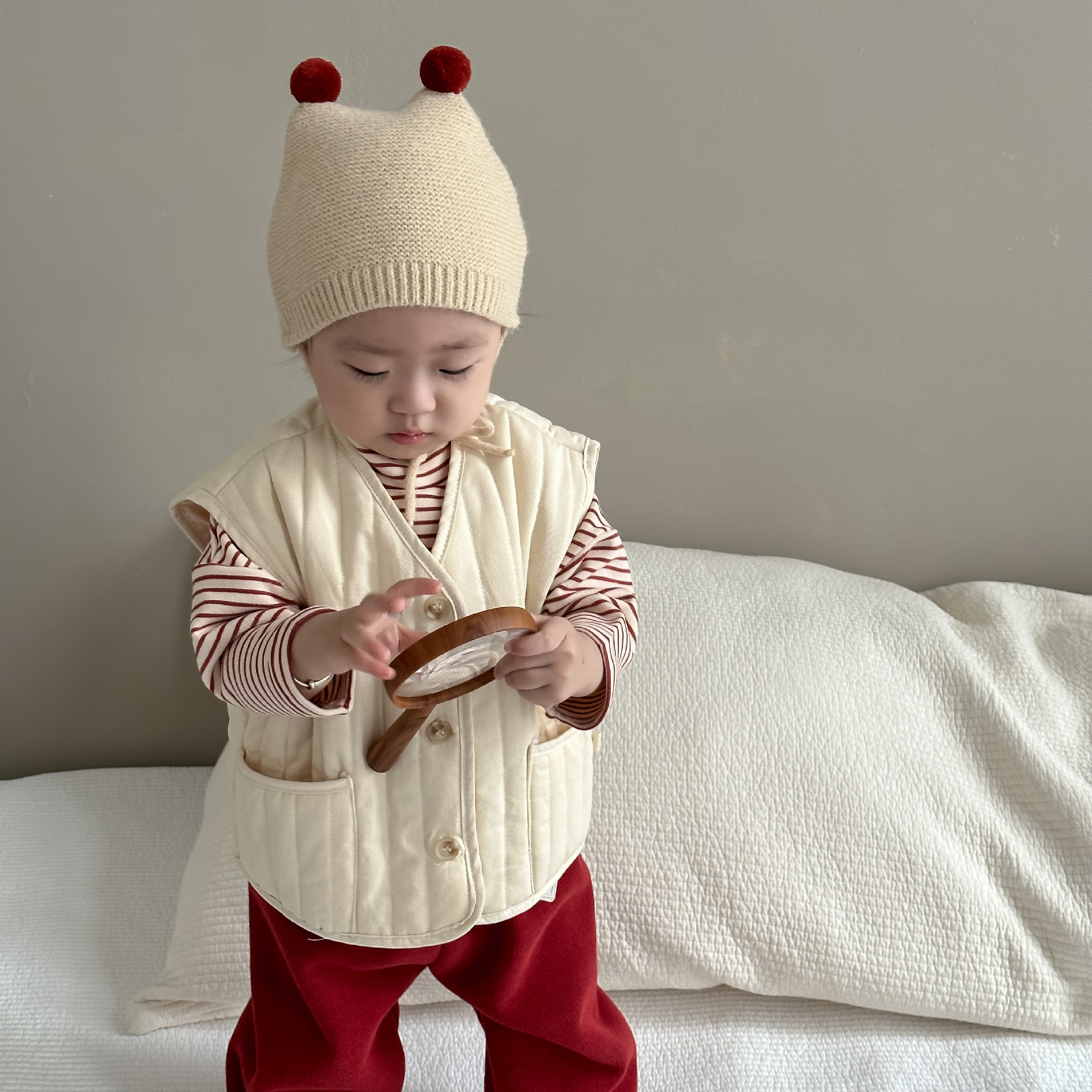 Baby invierno chaleco de algodón grueso chaleco de ropa infantil coreano bebé otoño invierno ropa de niños clip de caballo chaleco cardigán para niños
