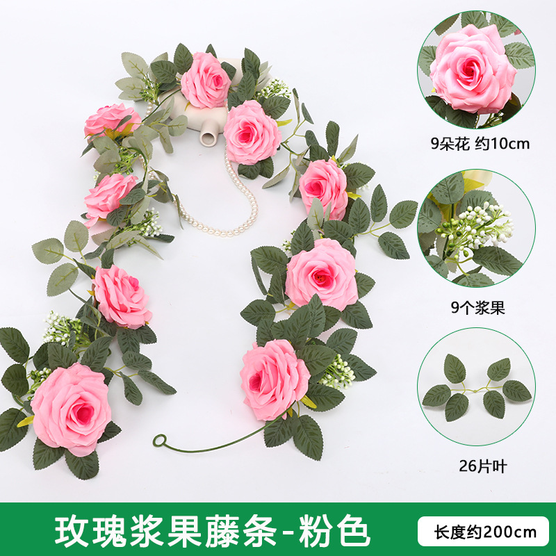 Artificial planta de ratán de eucalipto hojas de vid flor sinuosa Vid ins boda de plástico colgando vid flor decorativa flor falsa