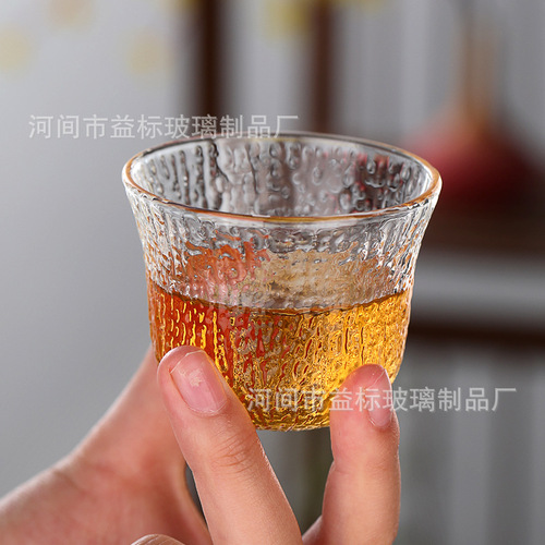 Japanese hammered heat-resistant glass small tea cup, Kung Fu tea cup, scented cup, transparent wine cup, small cup