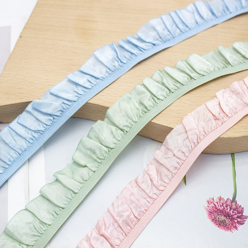 2.5cm宽多色荷叶单边弹力木耳花边织带家纺服装松紧蕾丝边辅料Y8