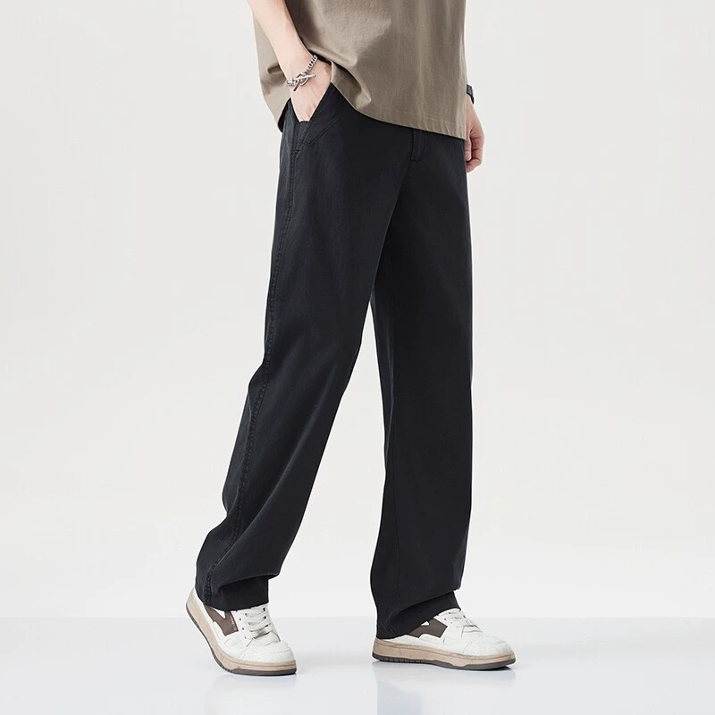Летние легкие деловые брюки 3166, мужские свободные прямые брюки с эластичной резинкой на талии