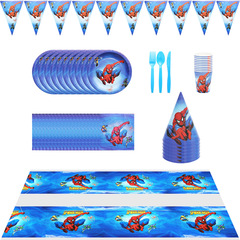 Foreign Trade Spider-Man Birthday Party Paper Plate Paper Cup Spider-Man Party Tableware Set Amazon Birthday Supplies Factory