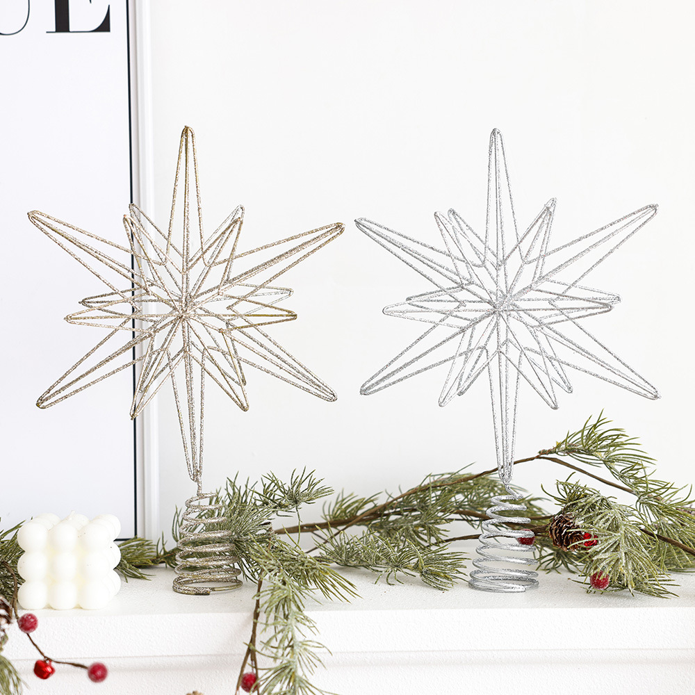 Luminoso árbol de hierro estrella de explosión estrella siete Awn estrella luz LED decoraciones para árboles de Navidad decoración de vacaciones adornos
