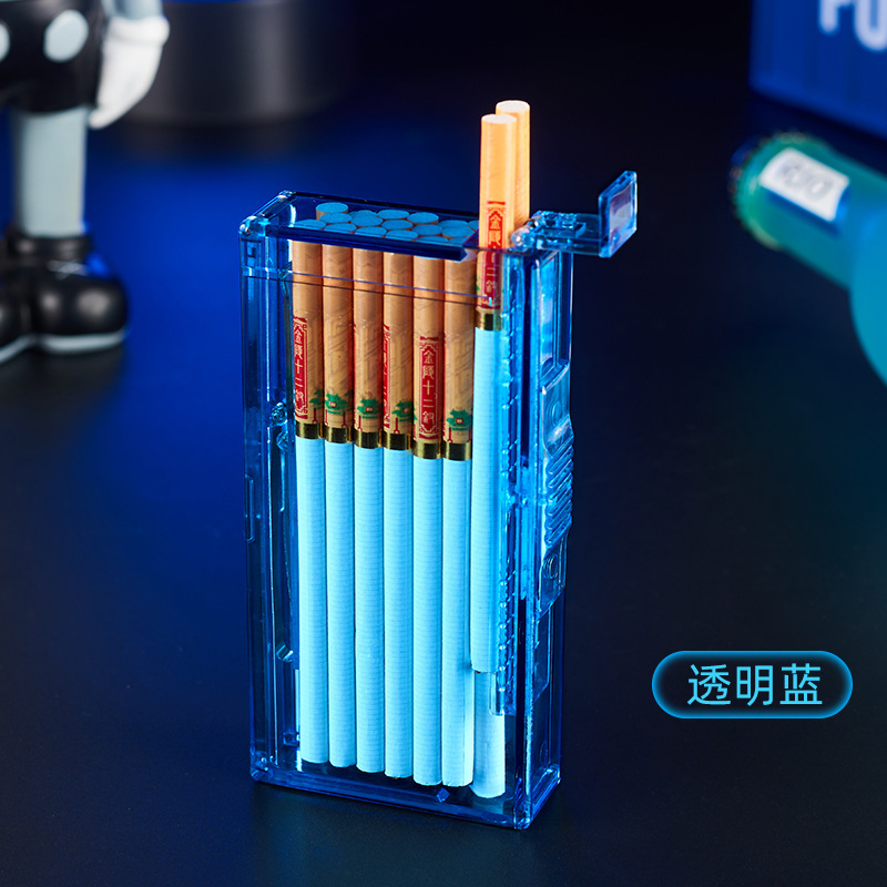 透明タバコボックス充電式ライターオールインワンタバコボックスメンズポータブル20パック発光ギフトボーイフレンド薄型タバコボックス|undefined