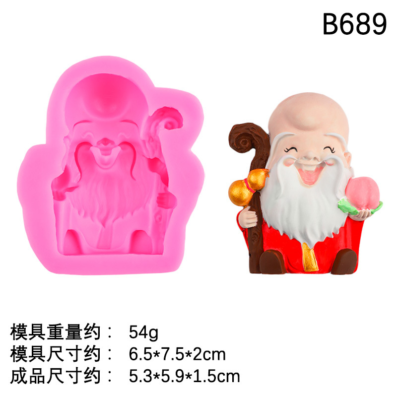 Fuzi Chocolate Molde de silicona Shou Gong Shou Po Little Man Cake Decoración de fondant Adornos de complementos Molde de herramientas para hornear