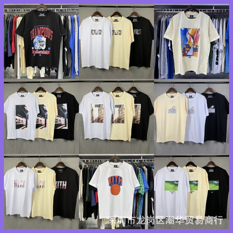Cross-border foreign trade new KITH pattern photo printing short sleeve men and women couples American loose top T-shirt wholesale