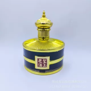 定制一批1斤350ml黄黑色烤花喷漆白酒瓶药瓶油瓶  普料玻璃