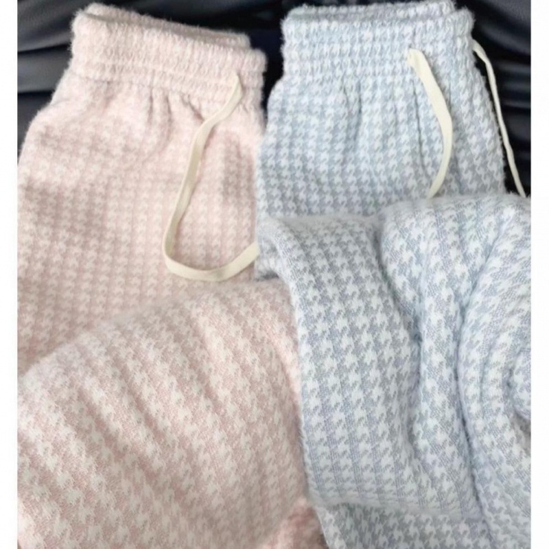 韩版千鸟格阔腿裤女秋冬2025新款高腰慵懒显瘦休闲长裤遛弯家居裤