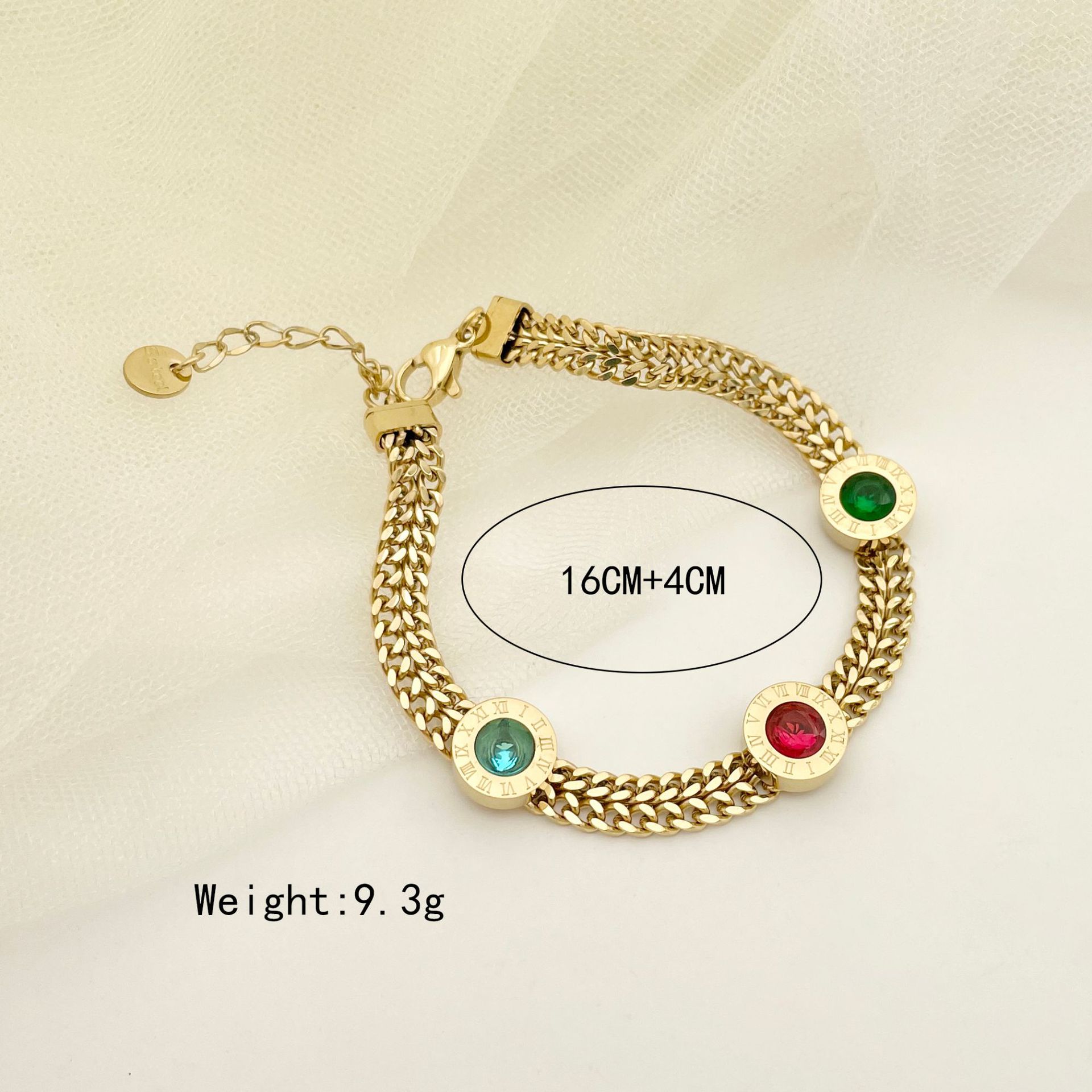 Fashion Geometric Stainless Steel Plating Zircon Bracelets