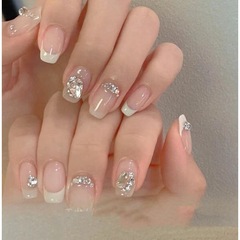 Purely handmade phototherapy wearable nails, minimalist cream wearable nails, wholesale finished products, reusable manicure patches