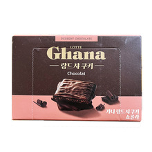 韓國進口零食樂天Ghana加納曲奇餅干91g黑白巧克力夾心塗層酥餅干
