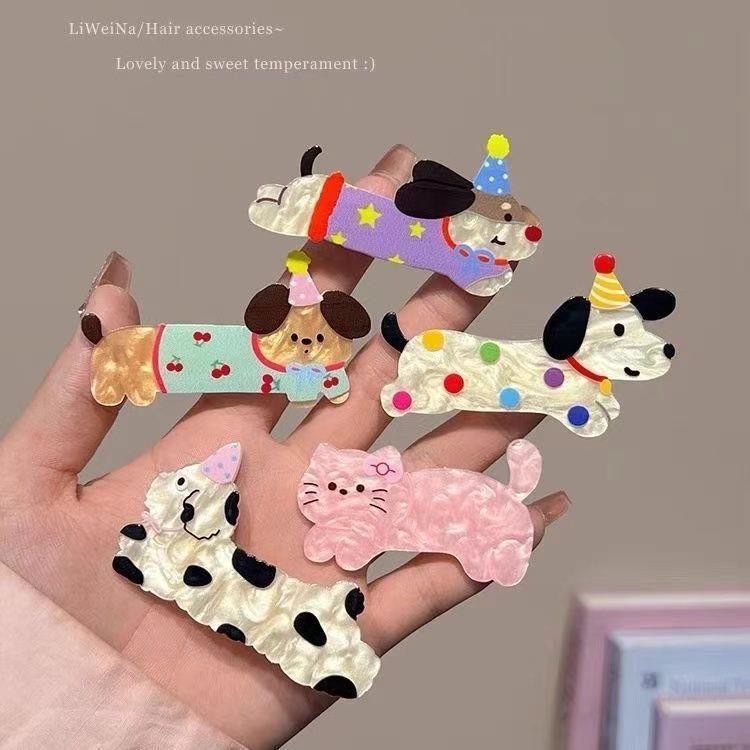 Autumn and winter new cartoon cute puppy hairpin forehead girl side bangs duck bill clip hairpin children's headdress