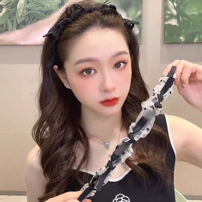 黑色褶皱大肠发箍洗脸发带压发头箍高级感气质韩国高颅顶发卡头饰|undefined