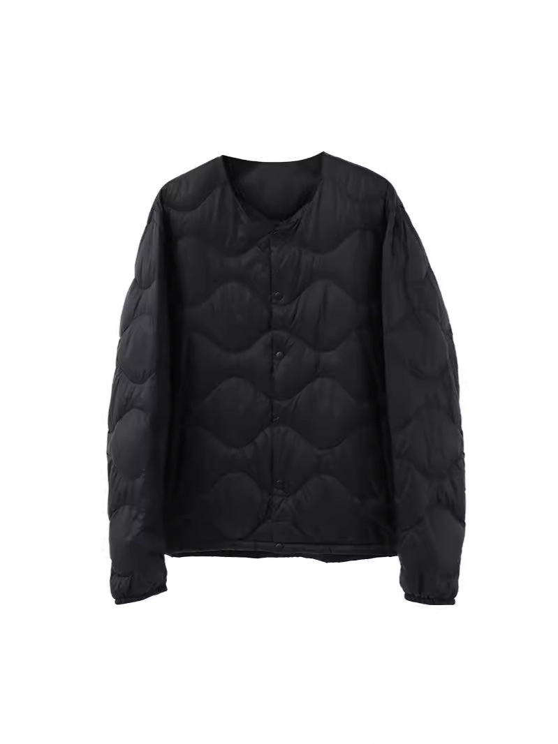 Nuevo invierno hombre ligero plumón interior cuello V delgado portátil suelto universal abrigo de manga larga de chaqueta blanca cálida