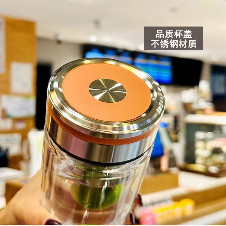 二重層ガラスメンズグースエッグ型ビジネスカーカップポータブルウォーターカップ断熱透明ティーカップメーカー卸売|undefined