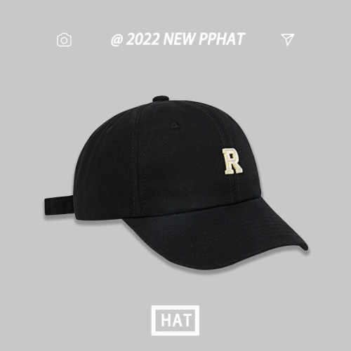 Hat Women's Spring and Summer Versatile Sun Protection Travel Versatile Sun Hat Trendy Fashion Student Patch Letter R Baseball Cap