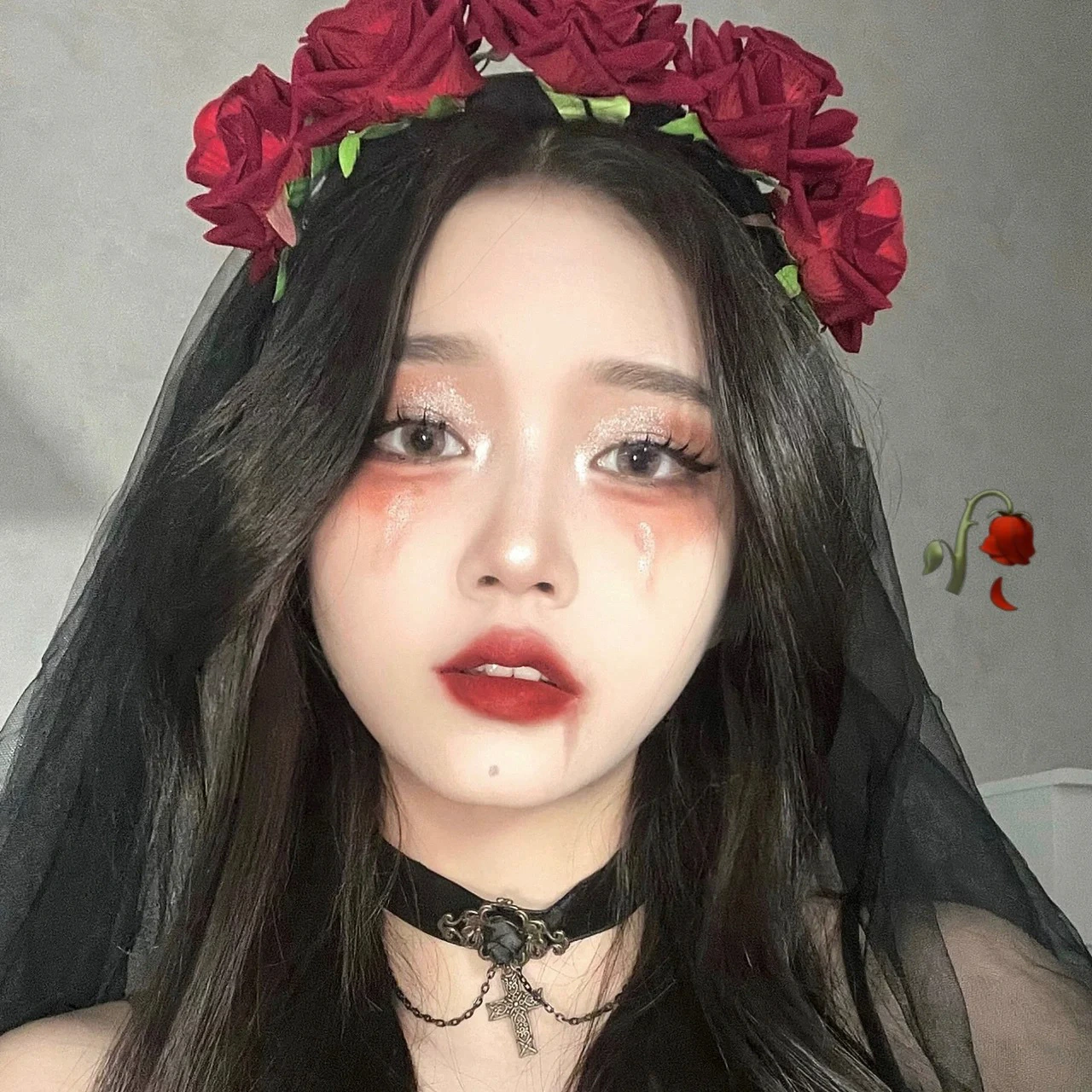 Красная розовая повязка для волос Lolita cos аксессуары для волос Готический венок невесты Lolita темный головной убор Хэллоуин