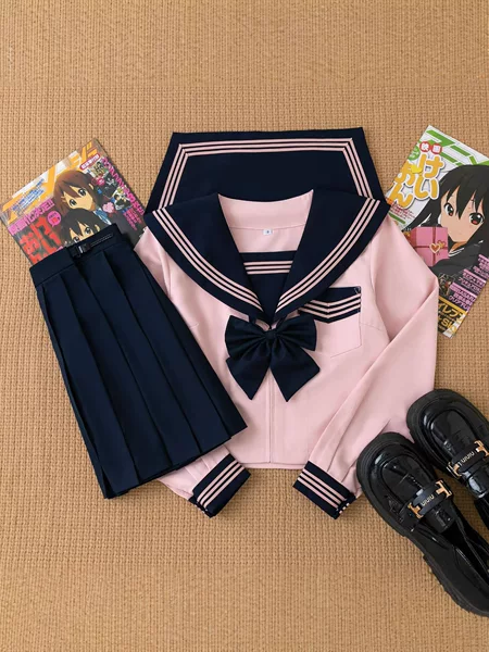 Wholesale Jk Uniform Authentic Set, Long Skirt, Three-Piece Basic Student Full Set, Academy Sailor Uniform, Spring Japanese Style