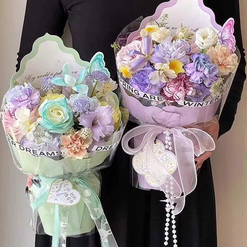 新款520节日浪漫飞蝶波浪边定型片手工diy包花神器花艺包装纸批发