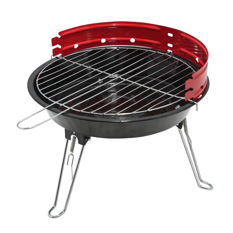 Grilla de barbacoa plegable portátil sin instalación Grilla de barbacoa al aire libre Grilla ajustable Grilla de carbón de barbacoa de trípode redondo