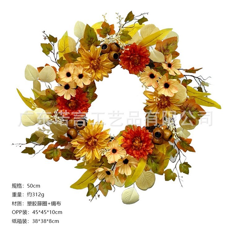 【スポット】アマゾンクロスボーダー感謝祭豊作祭秋収穫クリスマスカエデカボチャ花輪秋色ペンダント|undefined