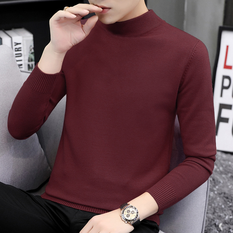 タートルネックセーター メンズ ニットウェア 秋冬 中衿 インナー ベースレイヤー 保温性のあるセーター ハーフタートルネック スリムフィット 細見え