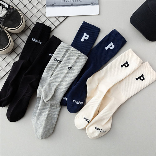 Long socks spring new ins trendy letter sports Hong Kong style couple style personalized socks
