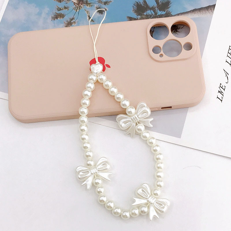 Holiday, Daily Occasion 1 Piece Simple Style Classic Style Bow Knot Imitation Pearl Plastic Beaded Mobile Phone Chain