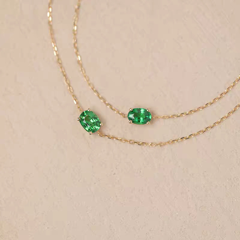 S925 Sterling Silver Saffrey Bracelet Oval K-Plated Gold Green Emerald Zirconium Diamond Simple Personalized Bracelet S925 Sterling Silver Saffrey Bracelet Oval K-Plated Gold Green Emerald Zirconium Diamond Simple Personalized Bracelet