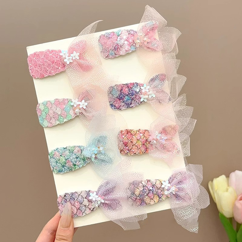 Clips de cabello de cola de sirena brillante para niños frente lateral frangeo clips de cabello rotos clips de cabello de princesa de niña