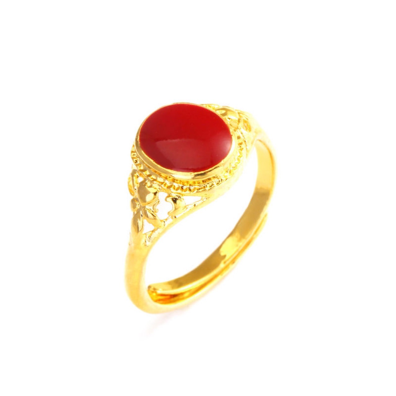 Designer ring voor dames verguld met rode en groene edelstenen_voghion.com