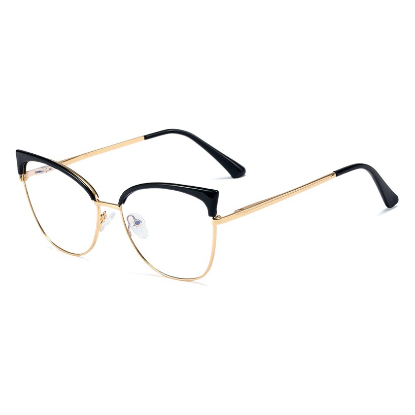 Gafas Metálicas Lisas Europeas y Americanas 95286 para Mujer, Gafas Modernas con Protección Anti-Luz Azul para Comercio Exterior, Aptas para Lentes Graduadas.