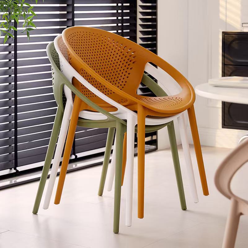 Nordic Household Plastic Chair, Simple Thickened Dining Chair, Trendy Outdoor Leisure Negotiation Chair, Hollow Dining Table Backrest Chair