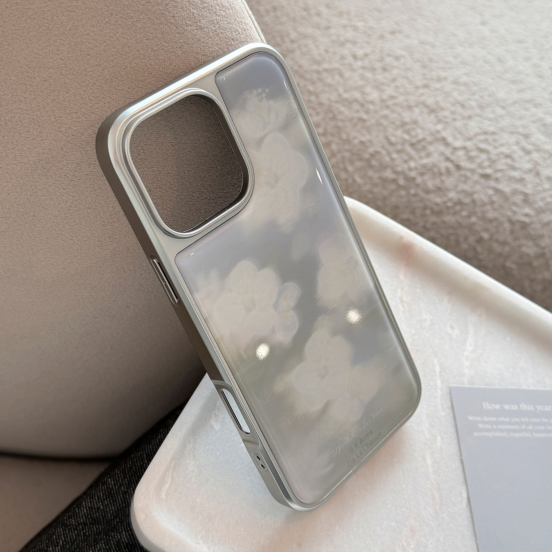 Funda para teléfono iPhone 14, 13, 15, Huawei, con diseño de flor blanca difusa, adecuada para Apple 16, 17 Pro Max