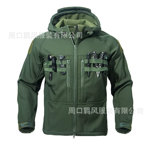 Functional Jacket, Men's Soft Shell Jacket, Tactical Warm Plus Velvet, Waterproof, Strong Attack Style, American Style