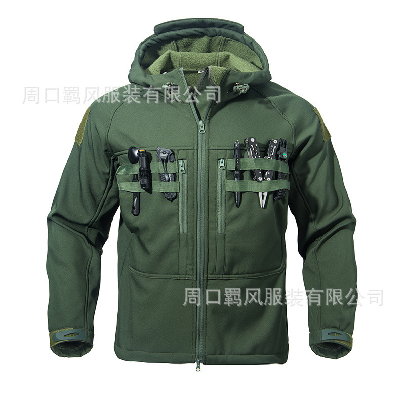 Functional Jacket, Men's Soft Shell Jacket, Tactical Warm Plus Velvet, Waterproof, Strong Attack Style, American Style Functional Jacket, Men's Soft Shell Jacket, Tactical Warm Plus Velvet, Waterproof, Strong Attack Style, American Style