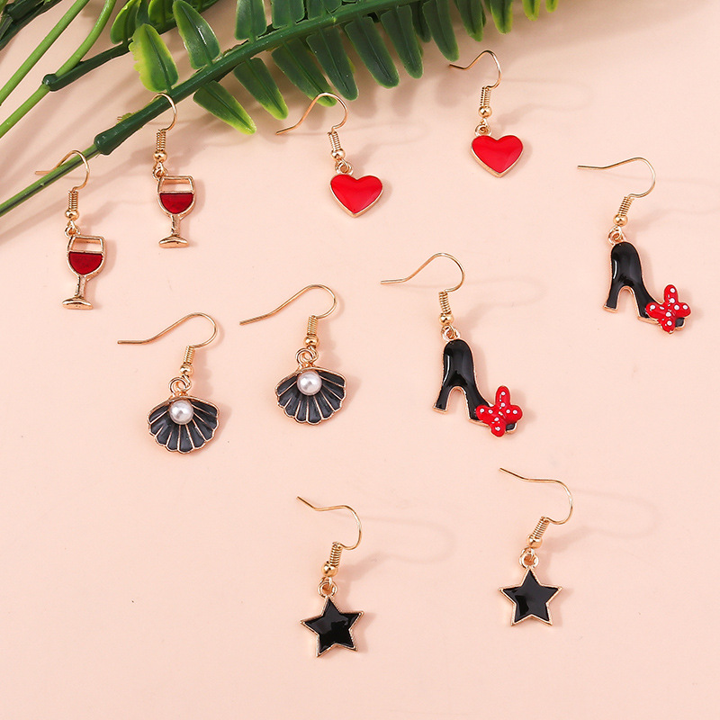 1 Set Fashion Heart Shape Flower Alloy Enamel Women's Drop Earrings display picture 26