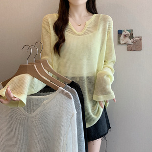 Plus Size Women's Clothing 2025 Summer New Thin Bamboo Linen Sun Protection Clothing Fat mm Loose Slimming Look Top