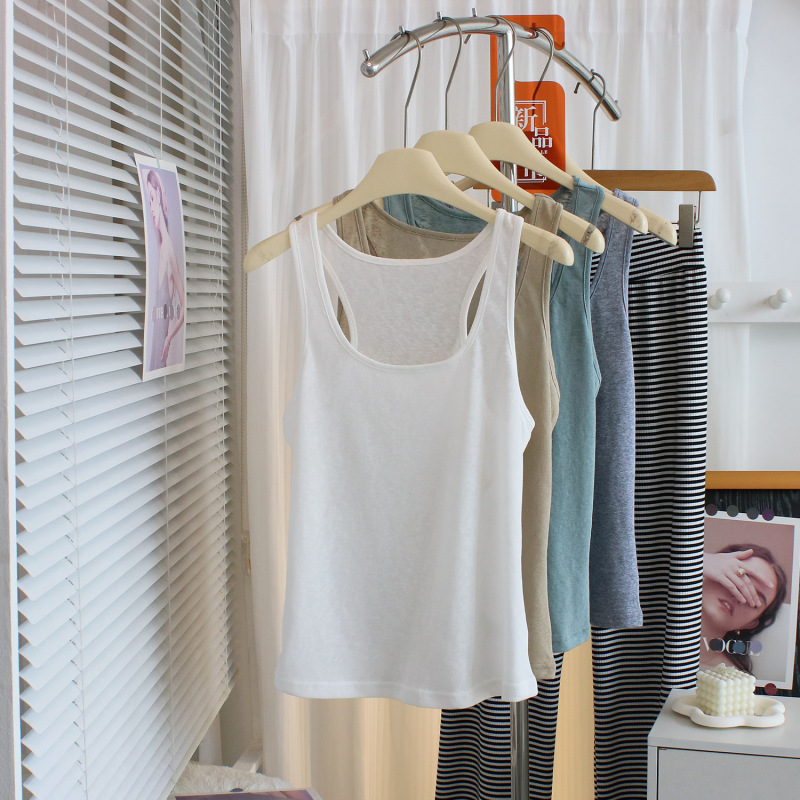 Basic Versatile Square-Neck Sports Fitness Tank Top Summer Slim-Fit Undershirt Yoga Camisole Sleeveless Top