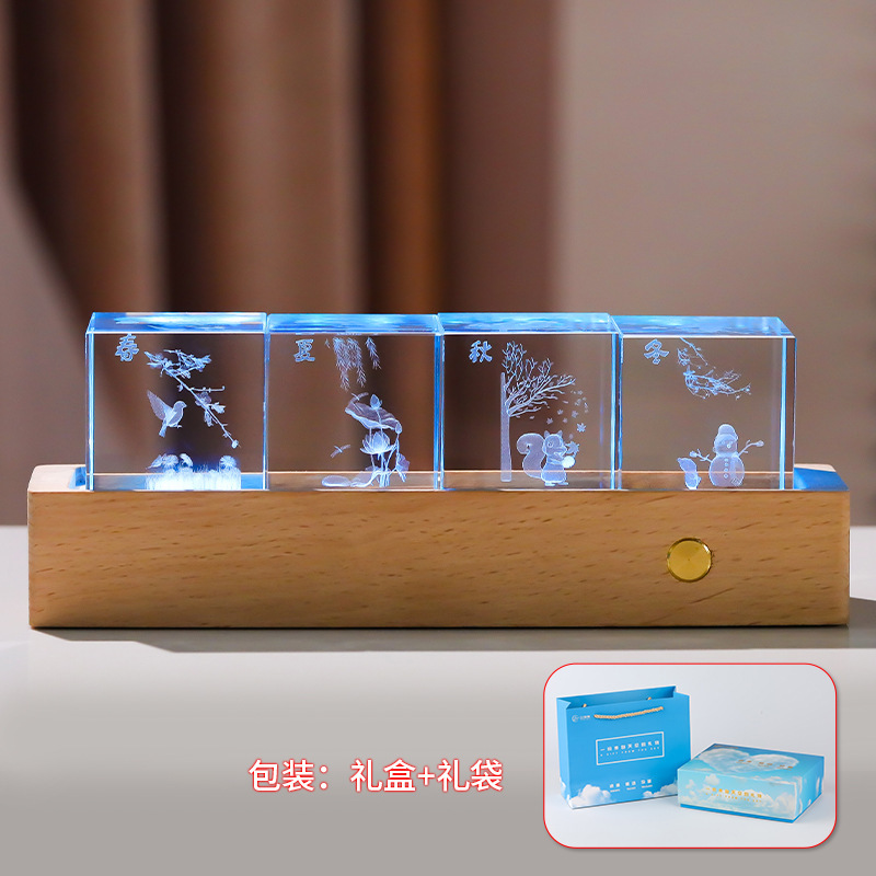 角型水晶置物小夜灯誕生日プレゼント3d内彫刻銀河太陽系創意デスクトップ水晶小夜灯|undefined