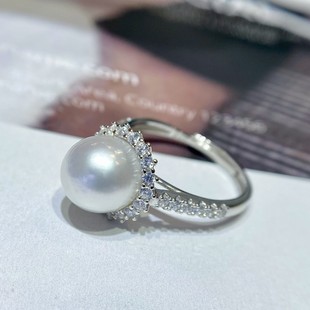 Classic Sunflower Style S925 Silver Ring 8-9mm Edison Pearl Style Simple and Clean
