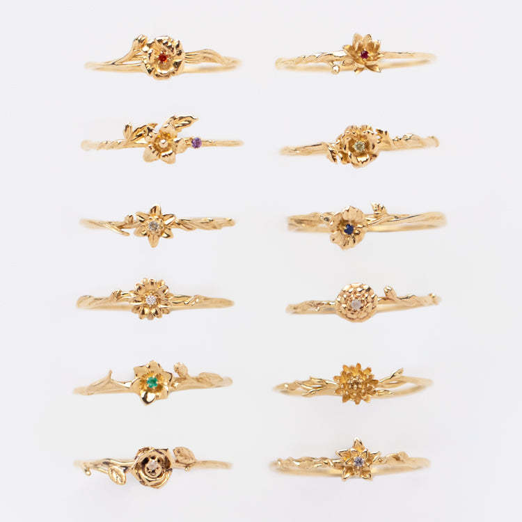 Retro Flower Copper Plating Zircon Rings 1 Piece