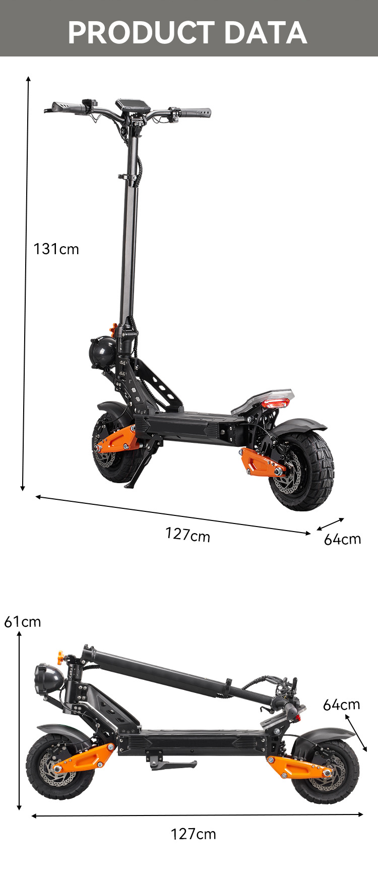 Retuol 10.5-Inch 60V Dual-Drive Electric Scooter Foldable Mobility Scooter Portable Dropshipping