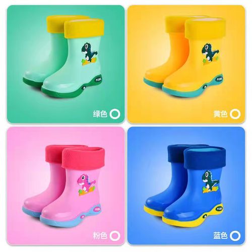 Children's rain boots for women plus velvet to keep warm and removable water shoes non-slip waterproof rain boots for toddlers and middle-aged children baby boy boots