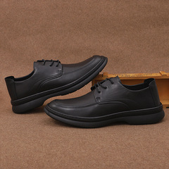 男士2023夏季新款透氣系帶大頭皮鞋頭層牛皮英倫風復古休閒皮鞋男