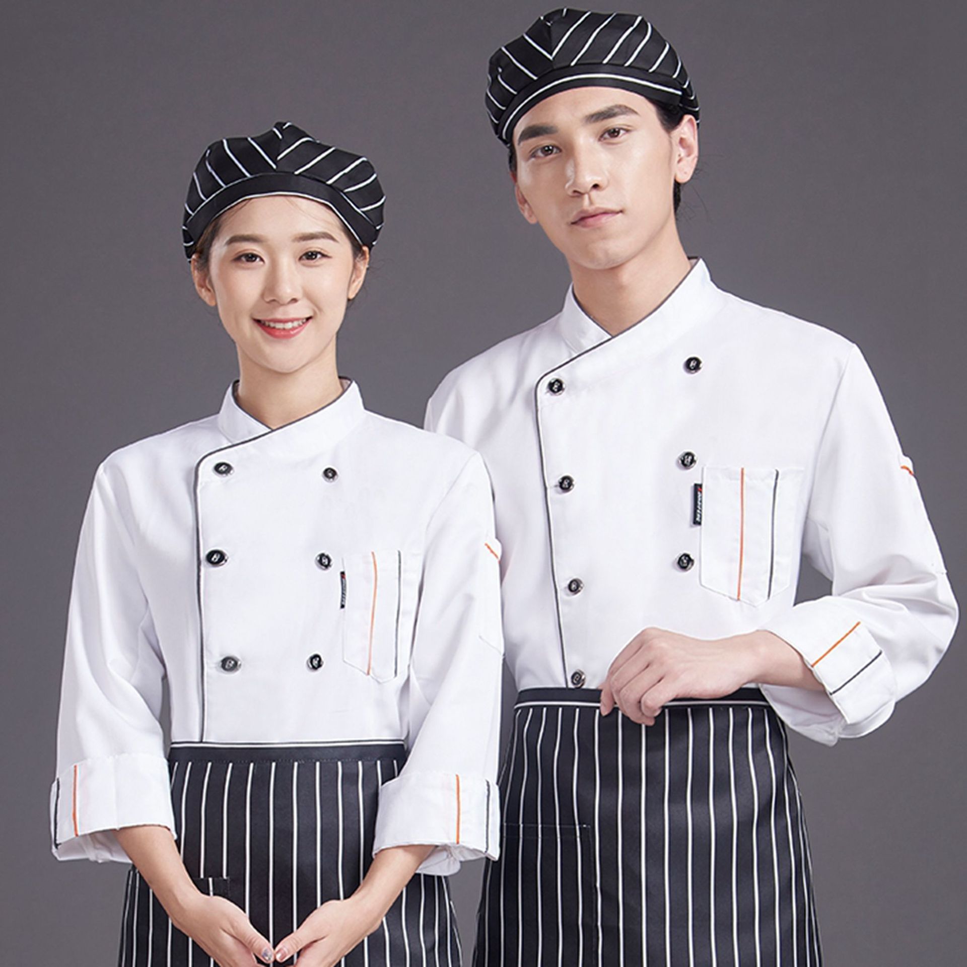 厨师服长袖男秋冬装酒店餐饮学校幼儿园食堂餐厅后厨房短袖工作服-阿里巴巴